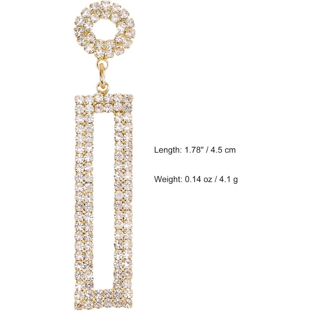 Lightweight Rhinestone Rectangle Dangle Earrings … - image 5